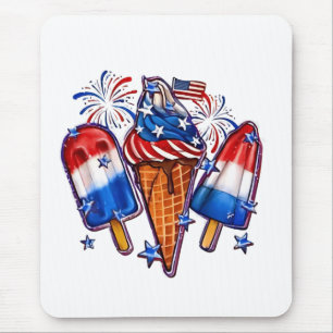 Patriotic Popsicles Ice Cream 4th of July Mouse Mat