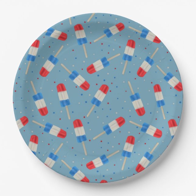 Patriotic Popsicles Paper Plates (Front)