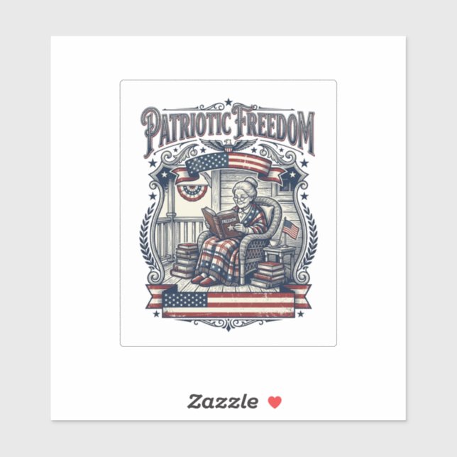 Patriotic Porch Bookworm Vector Graphic Tee (Sheet)