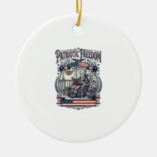Patriotic Porch Bookworm Vector Graphic Tee Ceramic Tree Decoration