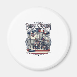 Patriotic Porch Bookworm Vector Graphic Tee Magnet