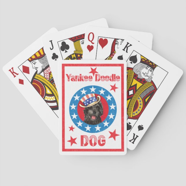 Patriotic Portuguese Water Dog Playing Cards (Back)