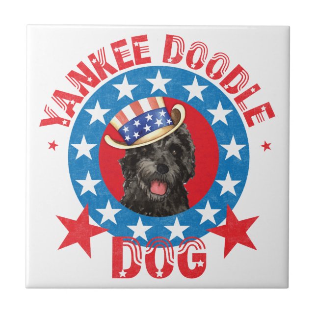 Patriotic Portuguese Water Dog Tile (Front)