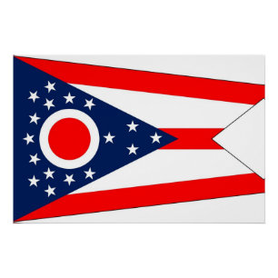 Patriotic poster with Flag of Ohio