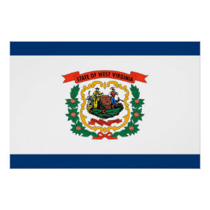 Patriotic poster with Flag of West Virginia