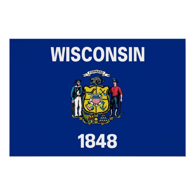 Patriotic poster with Flag of Wisconsin (Front)
