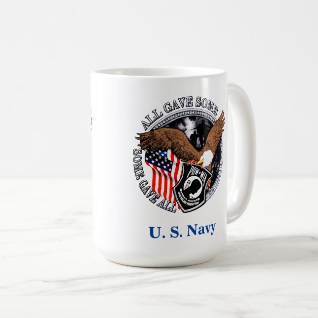 Patriotic POW-MIA Veteran Eagle U S Navy Coffee Mug (Front Right)