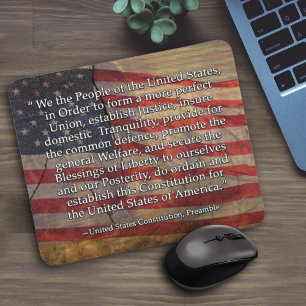 Patriotic Preamble to US Constitution Typography Mouse Mat