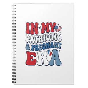 Patriotic Pregnant Era Vintage Pregnancy Shirt_1 Notebook