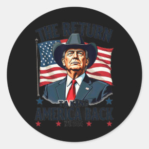 Patriotic President Donald Trump Cowboy Taking Ame Classic Round Sticker