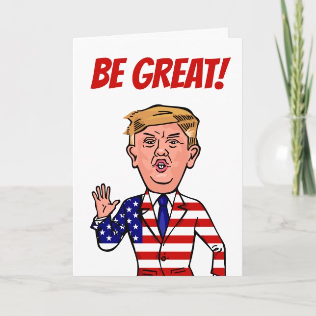 Patriotic President Donald Trump Funny Cartoon USA Card (Front)