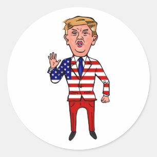 Patriotic President Donald Trump Funny Cartoon USA Classic Round Sticker