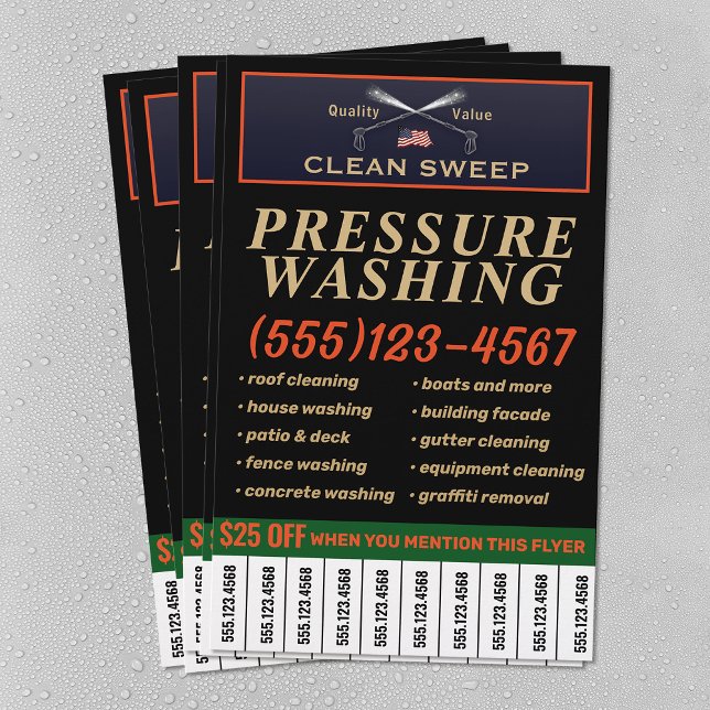 Patriotic Pressure Washer with Phone Numbers Flyer (Creator Uploaded)