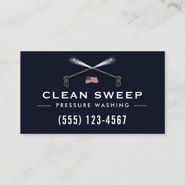 Patriotic Pressure Washing  Business Card (Front)