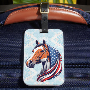 Patriotic Pride : Quarter Horse with American Flag Luggage Tag