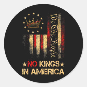 Patriotic Pro-democracy Protest June 14 No Kings I Classic Round Sticker