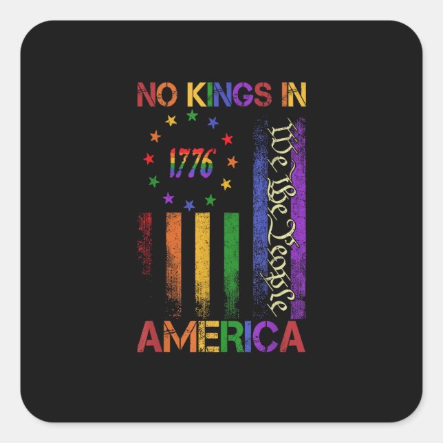 Patriotic Protest No Kings In America Square Sticker (Front)