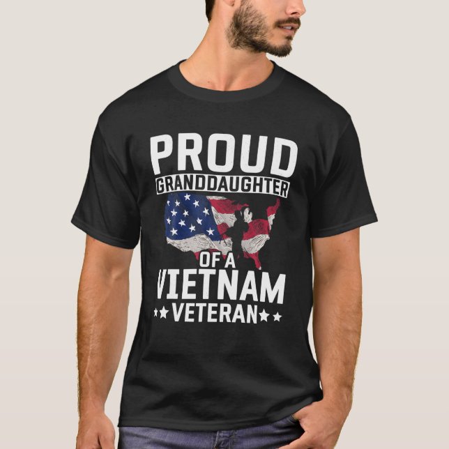 Patriotic Proud Granddaughter US Flag Vietnam Vete T-Shirt (Front)