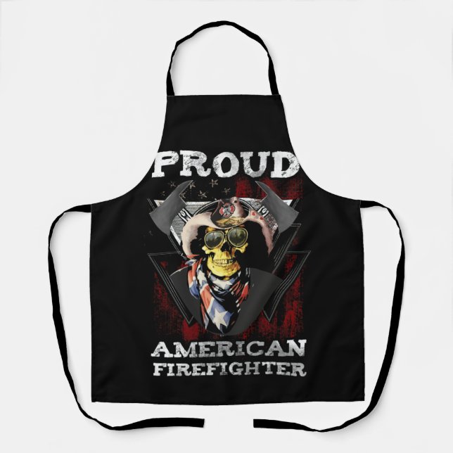 Patriotic Proud Of Firefighter American Flag Apron (Front)