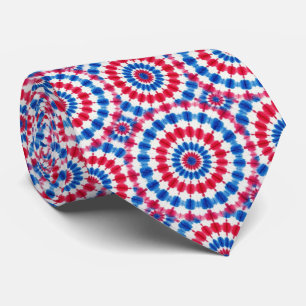Patriotic Psychedelic Tie-Dye Pattern Tie