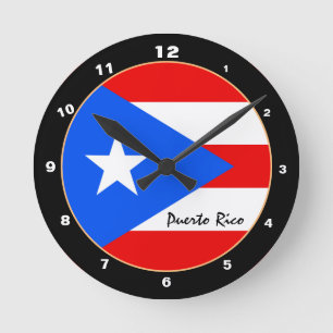 Patriotic Puerto Rican Flag, Puerto Rico / design Round Clock