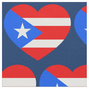 Patriotic Puerto Rico Flag Love Heart Pattern Fabric