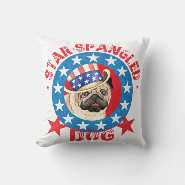 Patriotic Pug Cushion (Front)