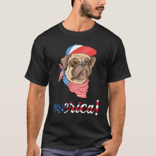 Patriotic Pug Dog Mens 4th Of July Merica T-Shirt