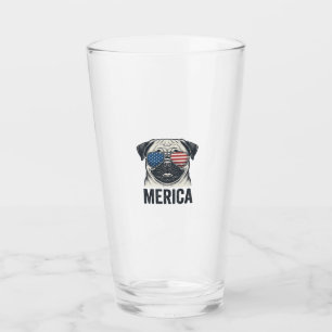 Patriotic Pug Merica Vintage Engraving Shirt Desig Glass