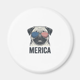 Patriotic Pug Merica Vintage Engraving Shirt Desig Magnet
