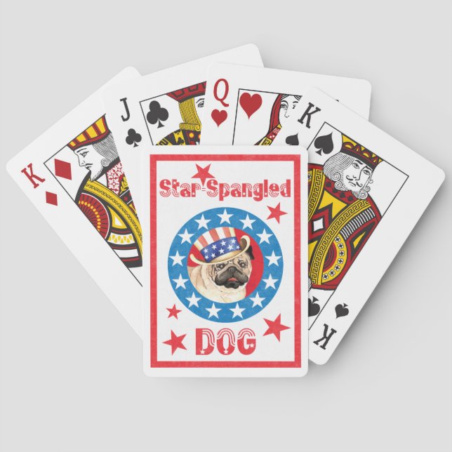 Patriotic Pug Playing Cards (Back)