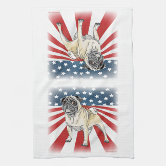 Patriotic Pug Tea Towel