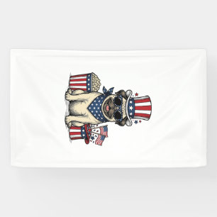 Patriotic Pug Vintage Engraving Dog Shirt Design_1 Banner