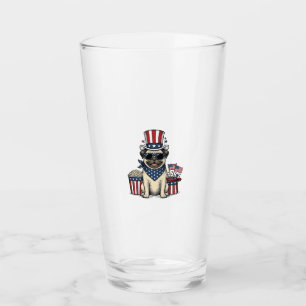 Patriotic Pug Vintage Engraving Dog Shirt Design_1 Glass