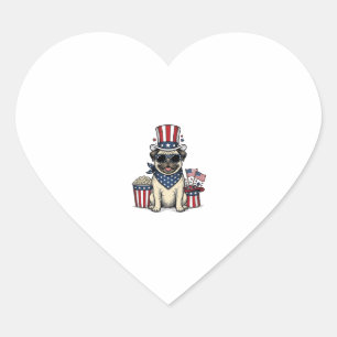 Patriotic Pug Vintage Engraving Dog Shirt Design_1 Heart Sticker