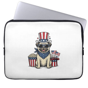 Patriotic Pug Vintage Engraving Dog Shirt Design_1 Laptop Sleeve