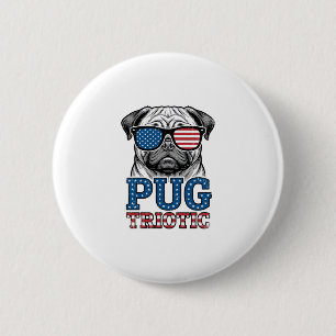 Patriotic Pug Vintage Engraving Shirt Design_1 6 Cm Round Badge