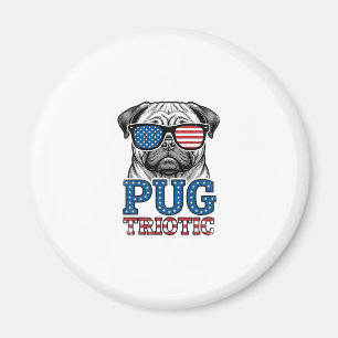 Patriotic Pug Vintage Engraving Shirt Design_1 Magnet