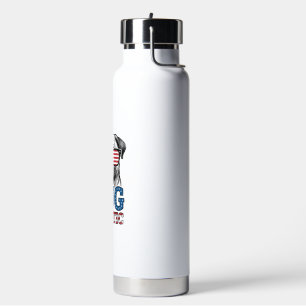 Patriotic Pug Vintage Engraving Shirt Design_1 Water Bottle