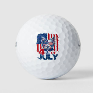 Patriotic Pup Celebrate 4th July Independence Day  Golf Balls