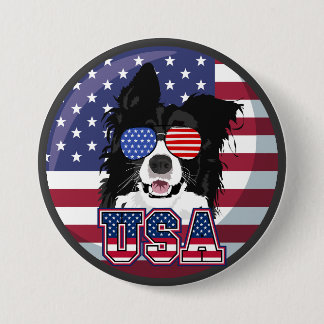 Patriotic Pup USA 7.5 Cm Round Badge