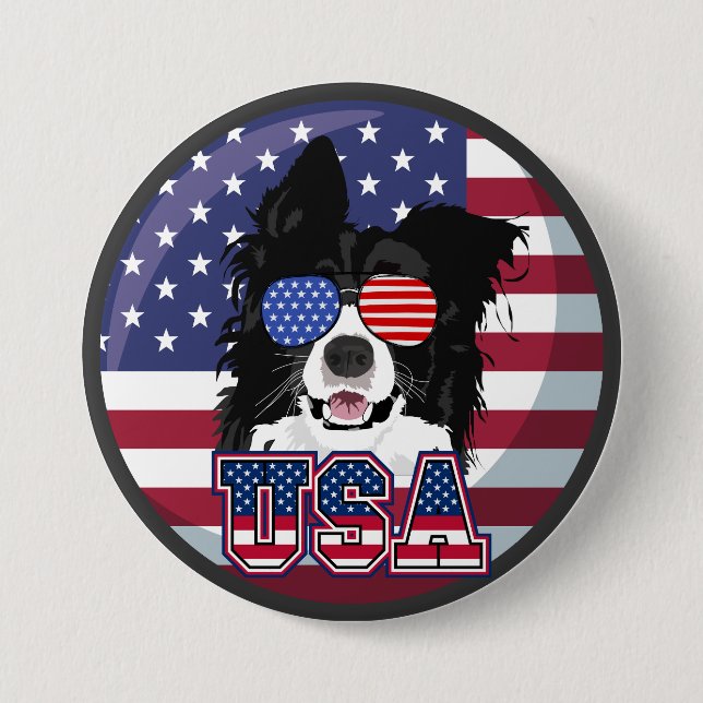 Patriotic Pup USA 7.5 Cm Round Badge (Front)