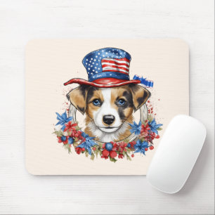 Patriotic Puppy 4th of July USA Independence Day Mouse Mat