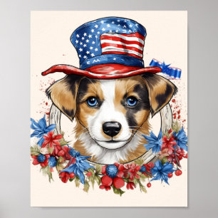 Patriotic Puppy 4th of July USA Independence Day Poster