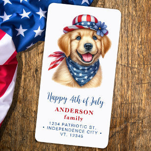 Patriotic Puppy Dog Red White Blue Return Address Label