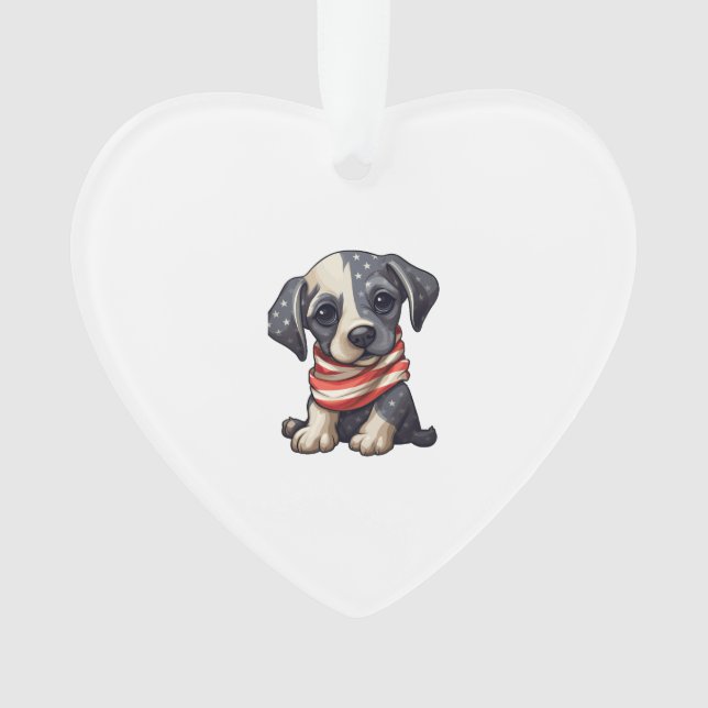 Patriotic Puppy - Style 11 Ornament (Front)