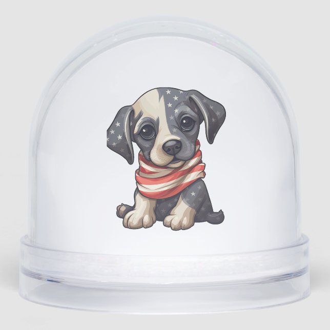 Patriotic Puppy - Style 11 Snowglobe (Front)