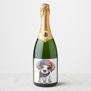 Patriotic Puppy - Style 14  Sparkling Wine Label