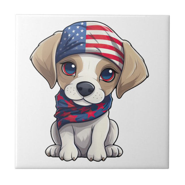 Patriotic Puppy - Style 14  Tile (Front)