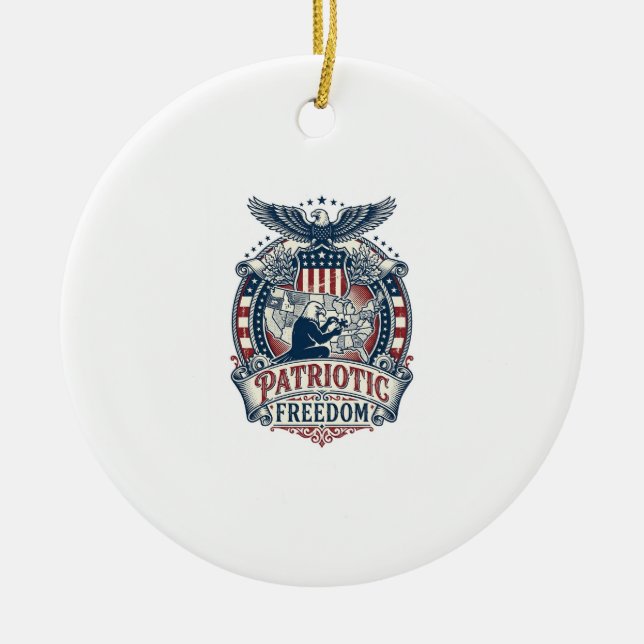 Patriotic Puzzle Lover Vector Graphic Tee Ceramic Tree Decoration (Front)